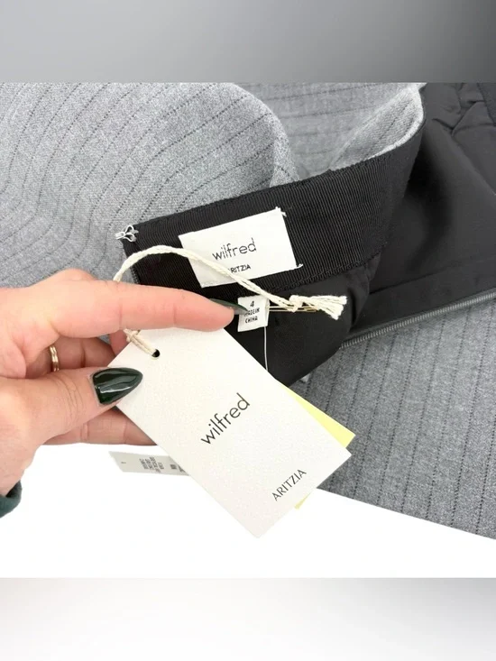 Aritzia Wilfred Classic Mini Skirt Grey Stripe Size 4 NWT A Line High Rise Chic - Picture 14 of 15